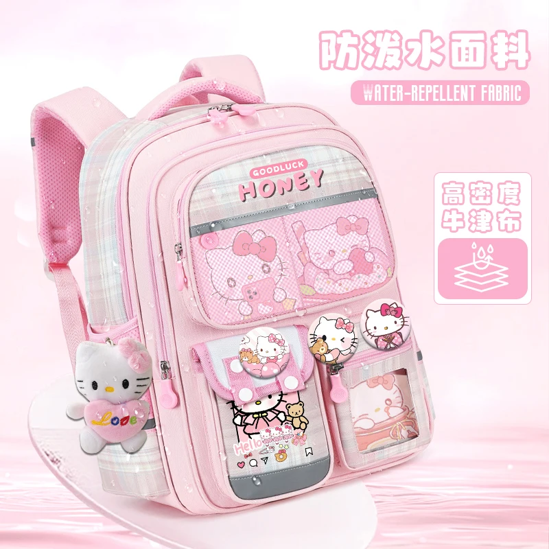 Mochila Sanrio, mochila de gran capacidad, novedad de 2025, bolso escolar para niñas con bonito gatito de dibujos animados, mochila para adolescentes, mochila para volver a la escuela