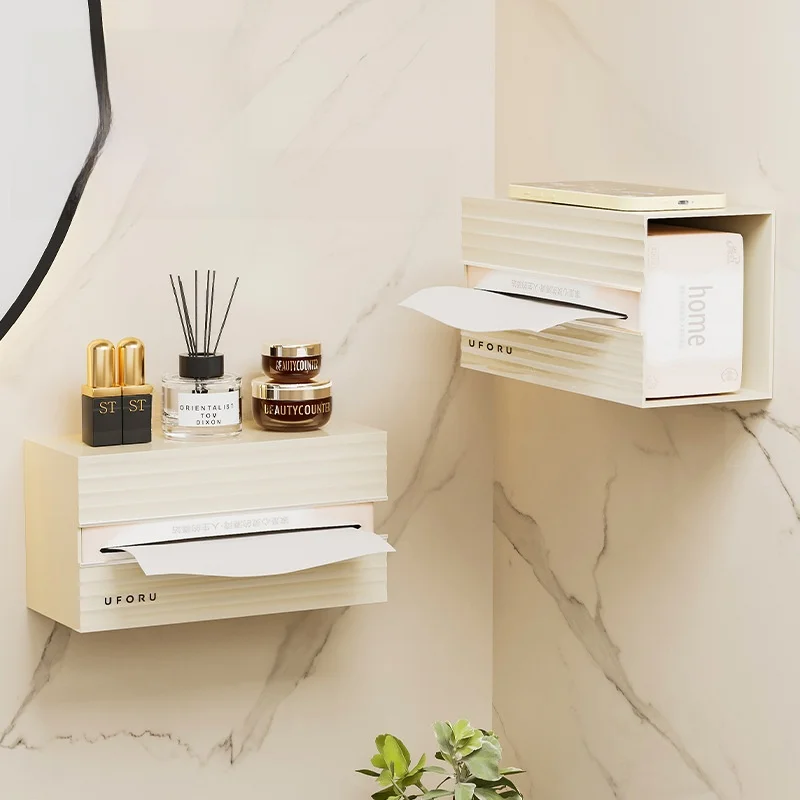 Luxury Large Capacity Tissue Box Living Room Bathroom Face Towel Storage Box Anti-Slip Draw Tissue Box Family Organizer