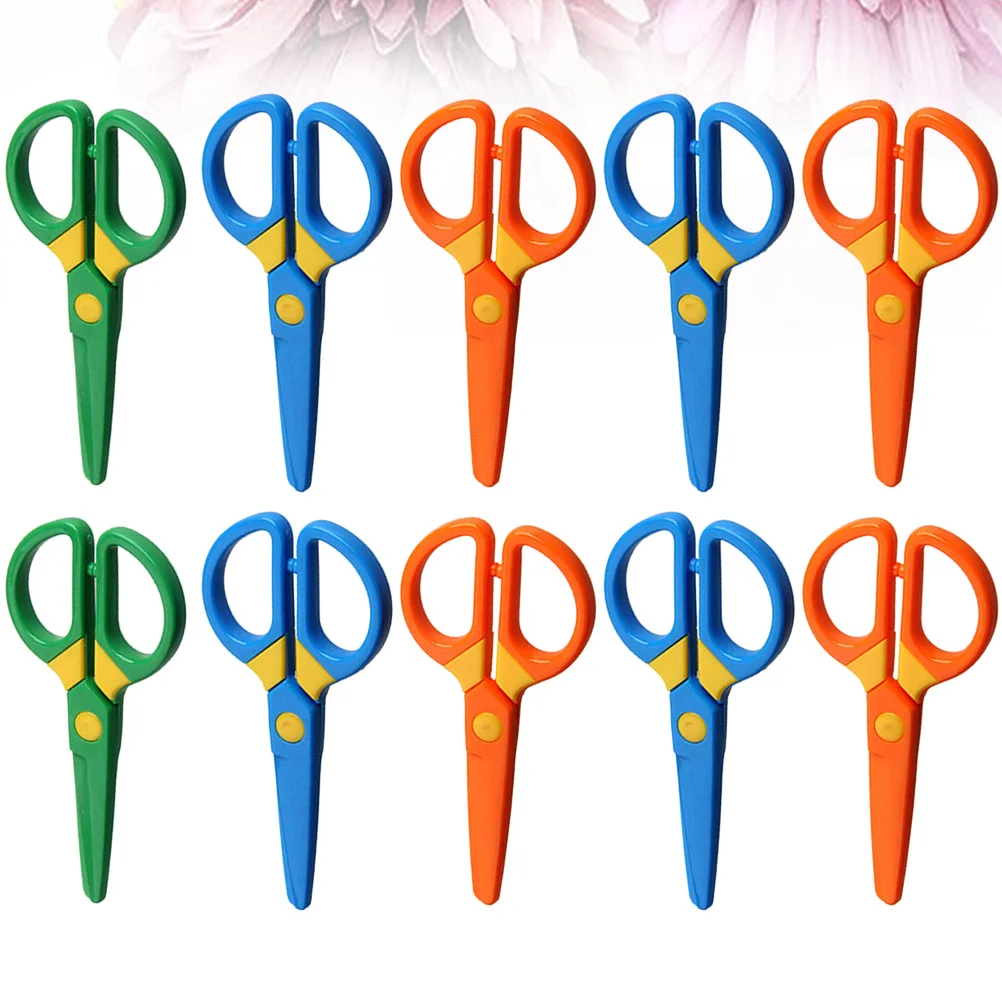 10 個のはさみ安全エッジプラスチッククラフトはさみ DIY アートプロジェクト学校スクラップブッキンググリーティングカード作成軽量