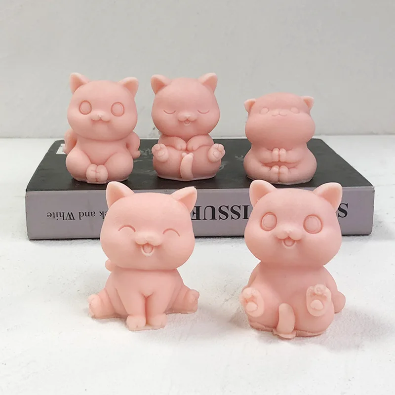 Kitten silicone mold 3D cat aromatherapy candle plaster silicone mold animal kitten ornaments diffuser stone mold