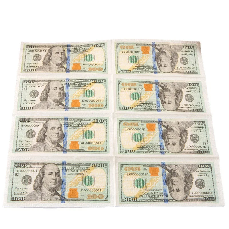 

150Pcs Creative and interesting colorful printed cartoon napkins restaurant dollar printing decoration