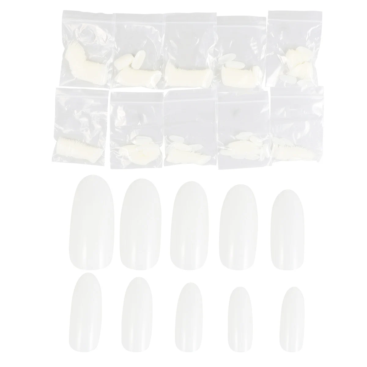 

600 Pcs Fake Nail Patch Almond Stickers Transparent Natural Durable Plastic Easy Use Manicure Nail Art Accessories Salon Home