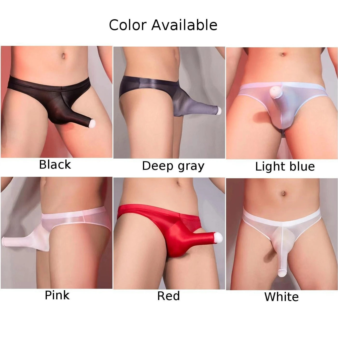 Sexy Mens Briefs Glossy Oily Shiny Elephant Nose Panties Low-Waist Underwear Elastic Lingerie Sheer Sissy Slip Homme Underpants