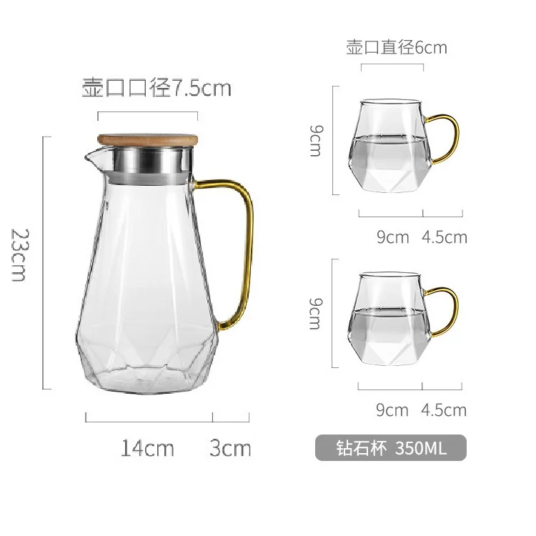 1.8l Large-capacity Clear Glass Water Pitcher with Handle Heat Resisttant Cold Hot Kettle Tea Pot Water Bottle Juice Jug