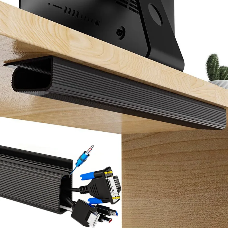 Channel Desk Cable Organizer Cable Management Accessories White Cable Protecter No Drilling Under Desk Management Tray