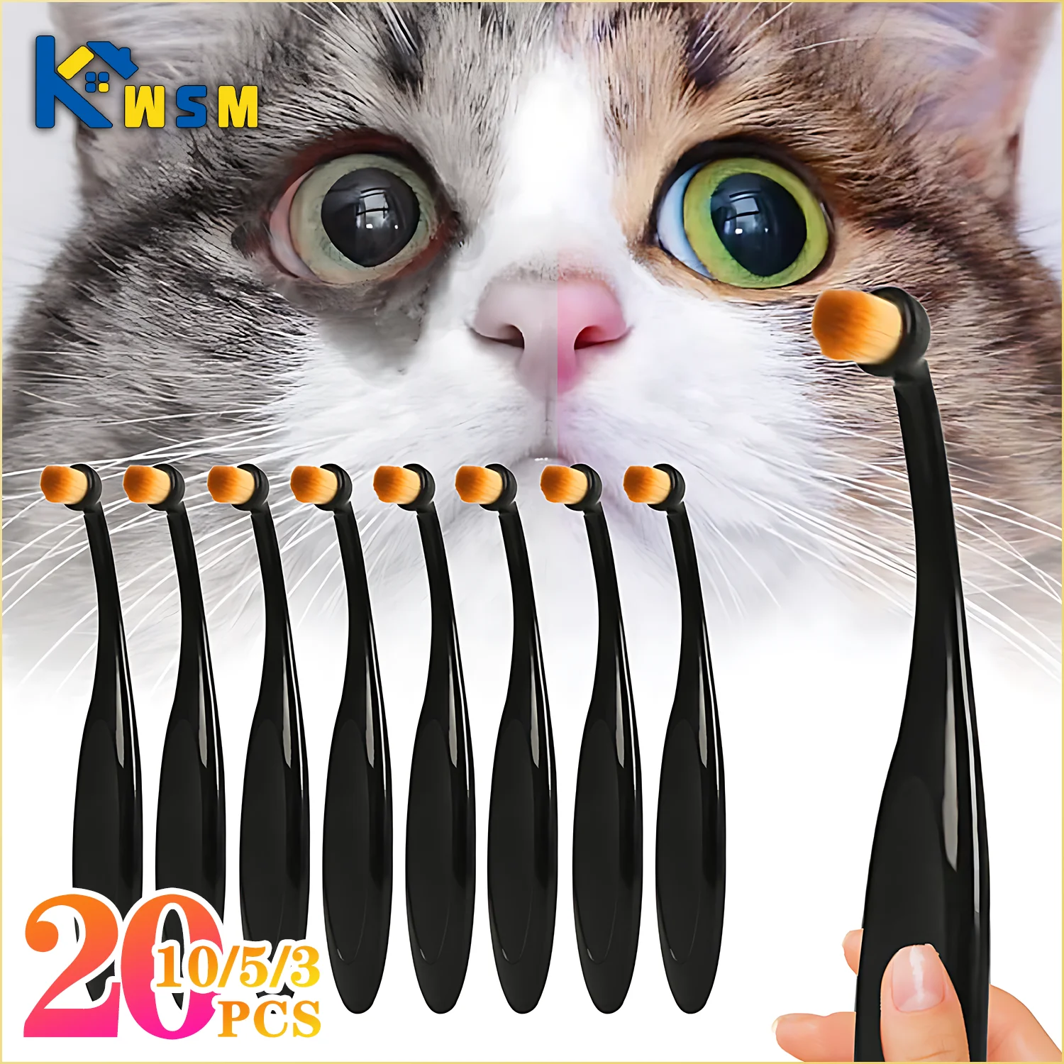 Pet Tear Stain Removal Brush Eye Cleaning Tear Stain Powder Brush Eye Poo Brush Makeup Brush Eye Cleaning Tool for Dog and Cat