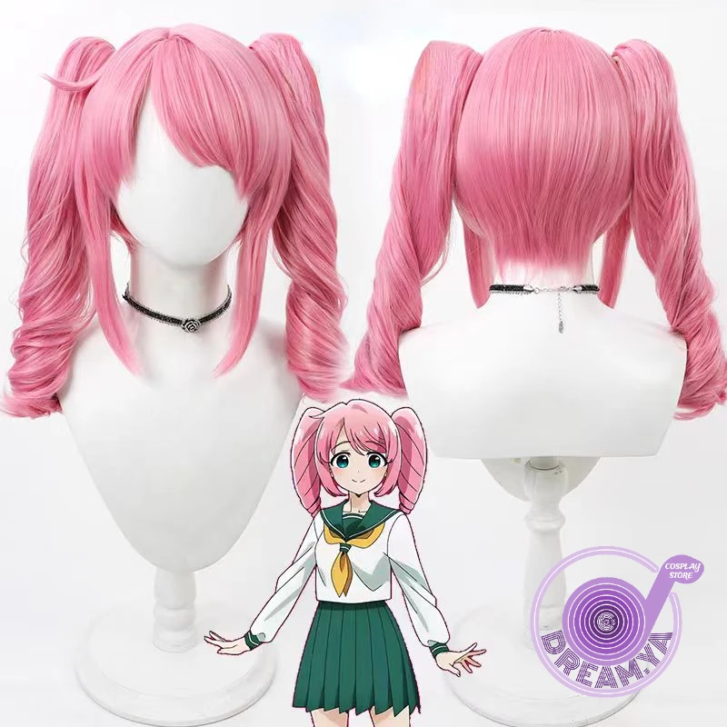 

Hanabishi Haruka Cosplay Wig MahoAko Pink Curly Heat Resistant Synthetic Hair Halloween Party Role Play Carnival + Free Wig Cap