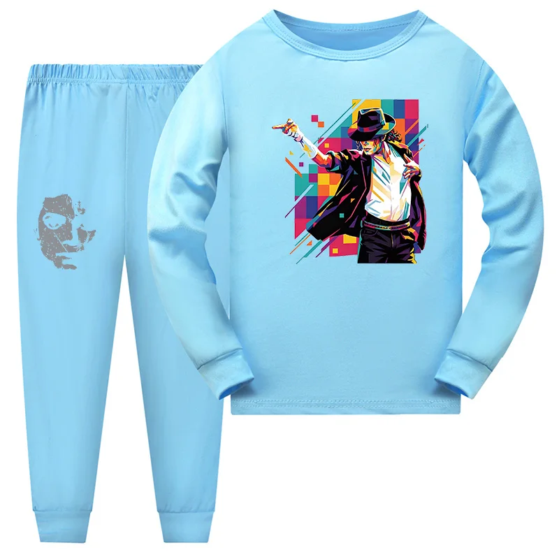 Neue Herbstkollektion: King of Pop Michael Jackson Lustiges Kleidungsset, Kinderkleidung, Mädchen-Pyjama-Set, Jungen-Schlafanzug, Nachtwäsche-Anzug – Detail 6