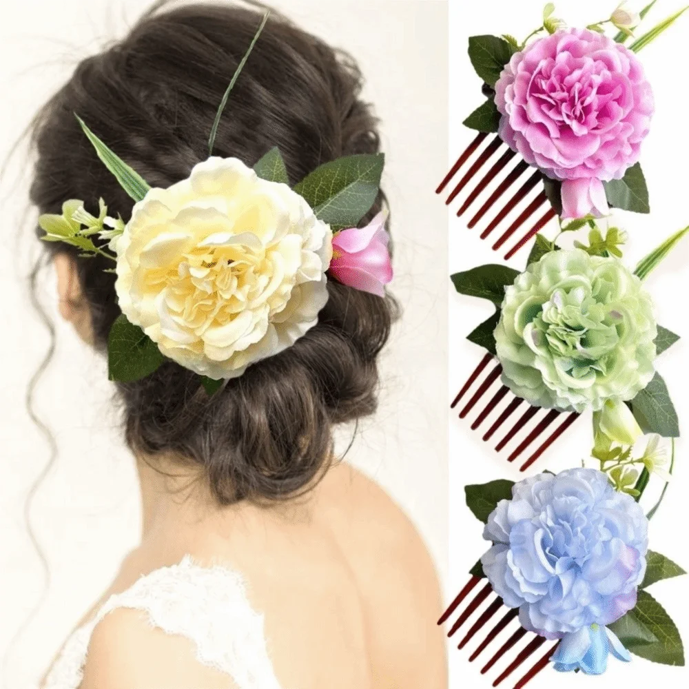 

Side Clip Flower Hair Comb Bohemian Hair Clip Thai Hair Accessories Tooth Inserted Barrettes Wedding Bride Accessories Female