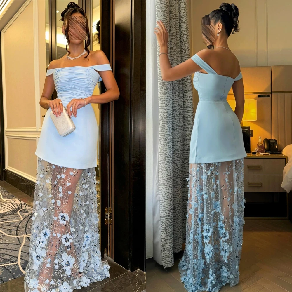 Customized Exquisite Jersey Strapless Evening Dress Fashion Off the Shoulder Prom Gowns Luxury Appliques Sequined Party Dresses