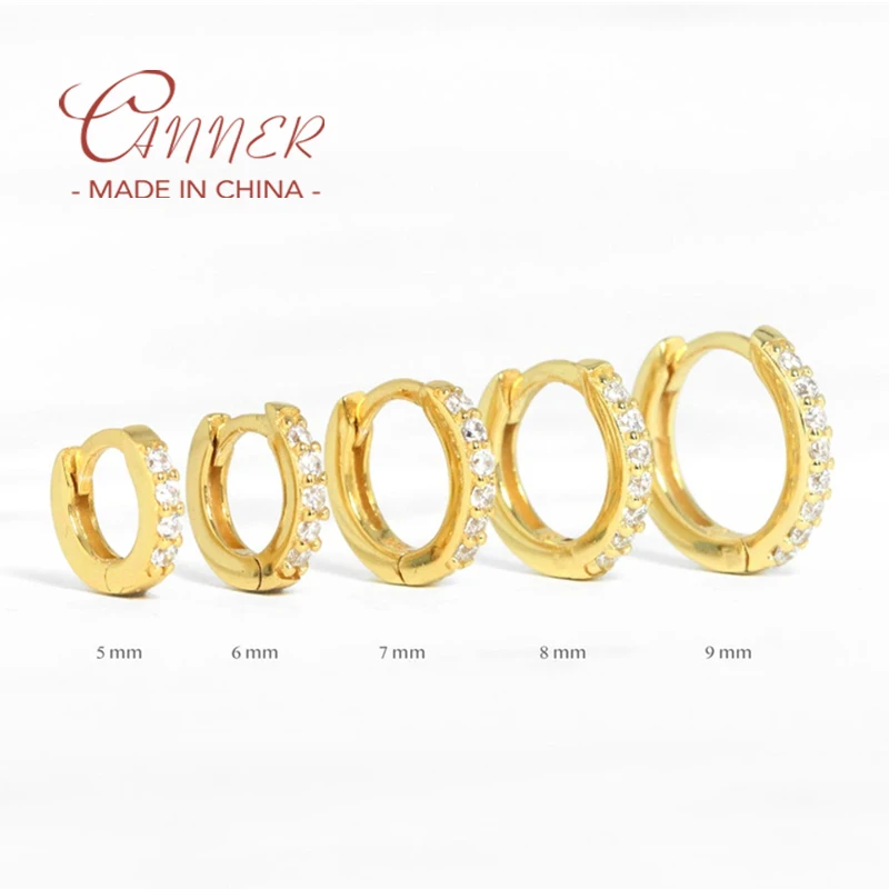 

925 Sterling Silver Black Green White Zircon Huggie Earrings For Women Men Small Stud Earrings Ear Bone aros Tiny Ear Nose Ring