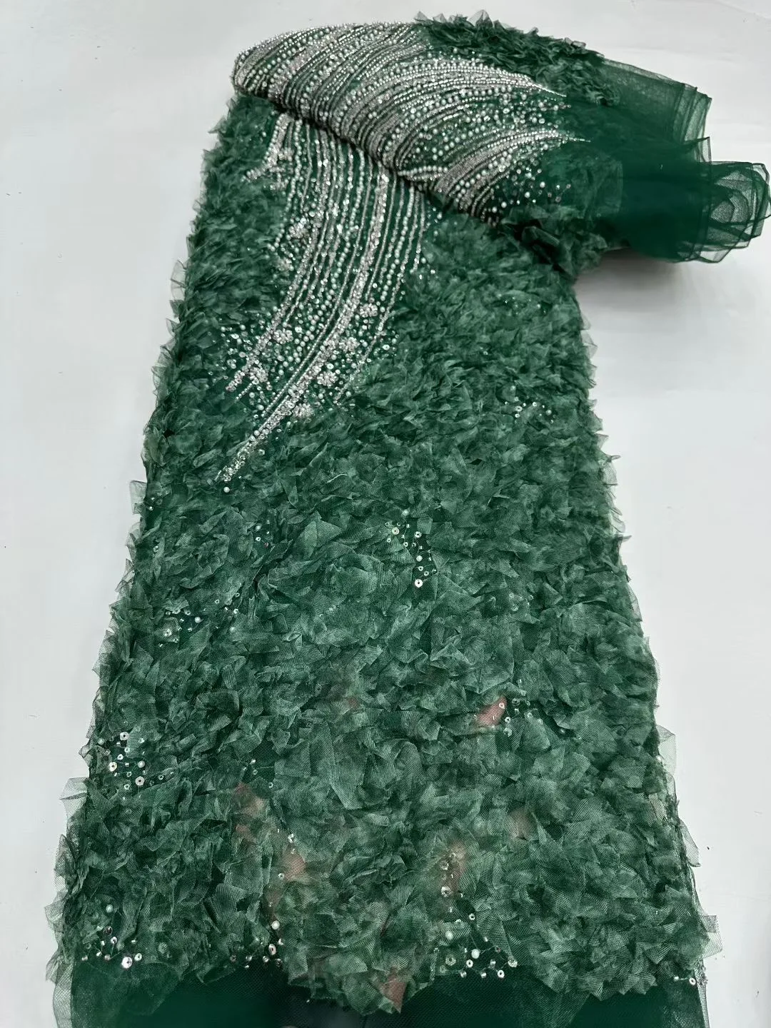 

Зеленая африканская кружевная ткань, французская ткань с блестками, высококачественное шитье, вышитый кружевной тюль для жениха, нигерийское платье, 2025 г.