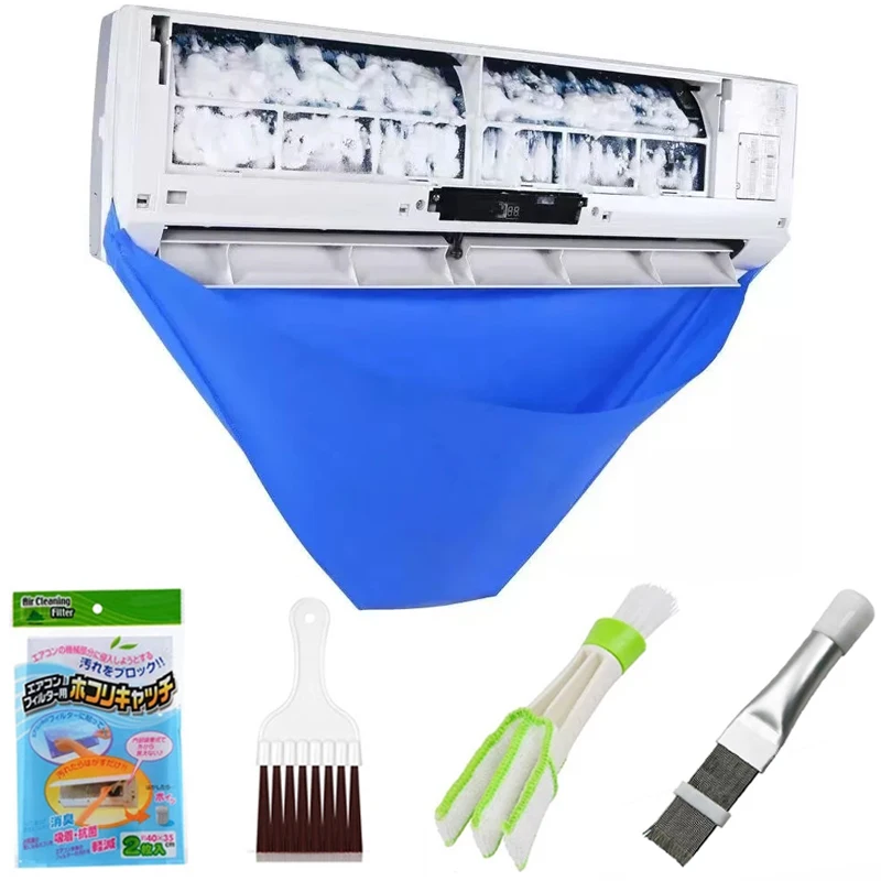 Air Conditioner Cleaning Cover Brushes Filter Net Waterproof Air Conditioner Cleaning Dust Protection Cleaning Cover Bag Tools