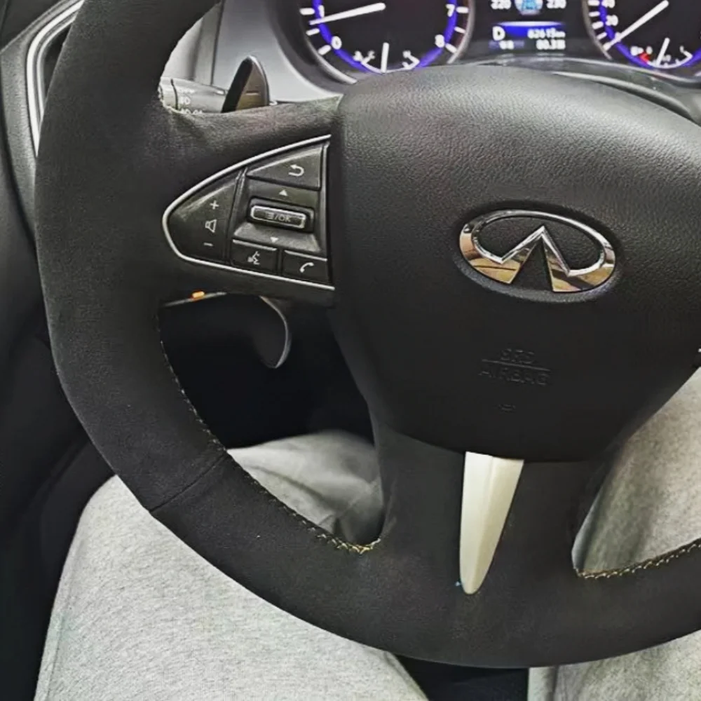 Customization Car Steering Wheel Cover Accessories Hand Sewing Suede Leather Non-Slip For Infiniti Q50 QX50 2014 2015-2017