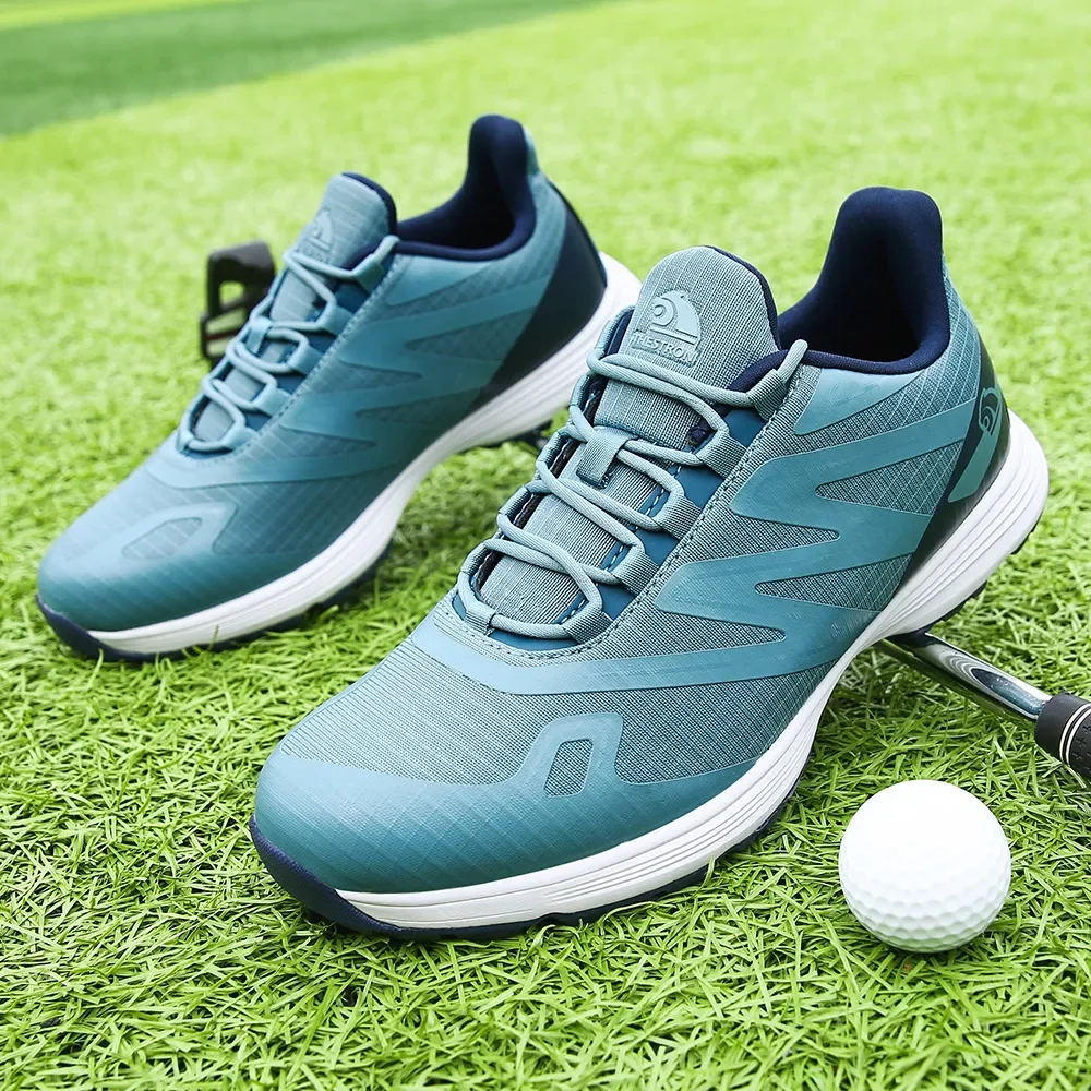 Baskets de golf en maille bleue pour hommes, chaussures d'entraînement de golfeur athlétique professionnel, chaussures de golf en plein air, surdimensionnées, printemps et été, 39-48