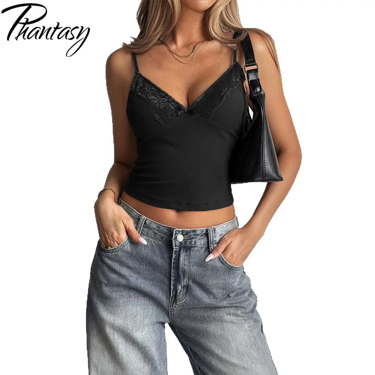 فانتاسي المرأة Y2K سترة مثير فتاة حار نمط بلون الحمالات الدانتيل تي شيرت سترة الرجعية أنيقة سترة Vestido 2025 الصيف