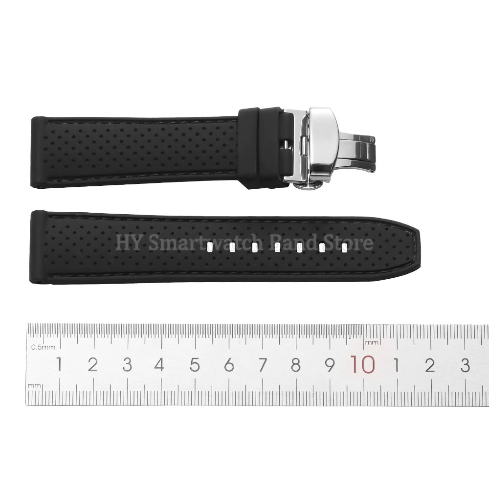 20 ミリメートル 22 ミリメートルシリコン時計バンドセイコー用オメガユニバーサルリストバンド Huawei 社交換用時計ストラップ金属折りたたみバックル