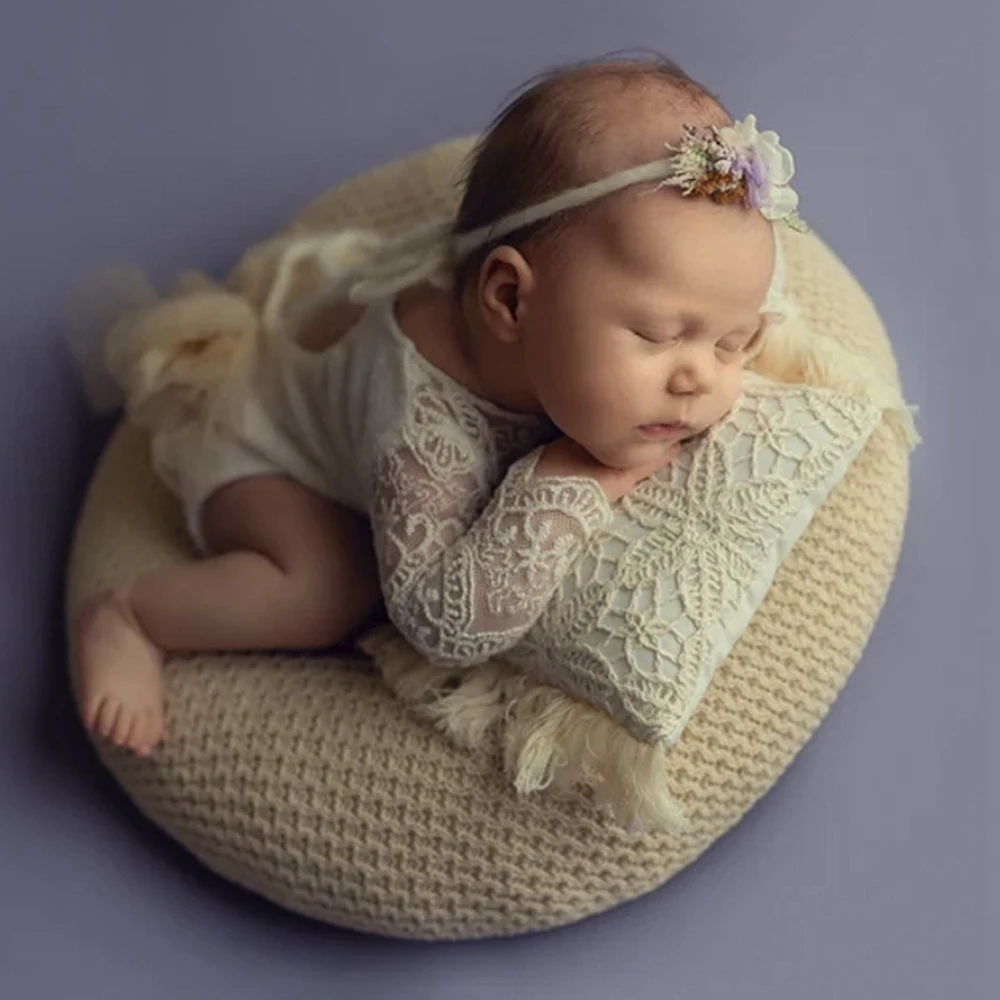 Newborn Photography Props Donut Posing Pillow Set with Small Head Pillow Soft Infant Baby Photo Shoot Positioning Cushion