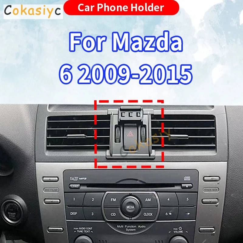 Suporte de Telefone para Carro para Mazda 6 2009 2010-2013 2014 2015, Suporte de Gravidade com Base Fixa Dedicada e Carregamento Sem Fio, Acessórios A
