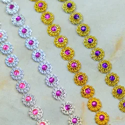 NEW 4 Yards Small Plum Diamond Chain Lace Acrylic Rhinestone Lace Dance Skirt Clothing Accessories Lace for Dress Garment Patch