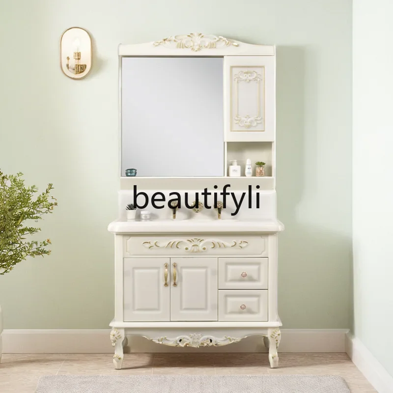 

luxury modern simple bathroom combination cabinet artificial stone integrated hand washbasin floor-to-ceiling washstand storage