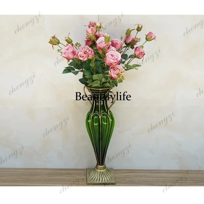MM182 Creative vase ornament hydroponic glass living room transparent flower arrangement home retro European TV cabinet
