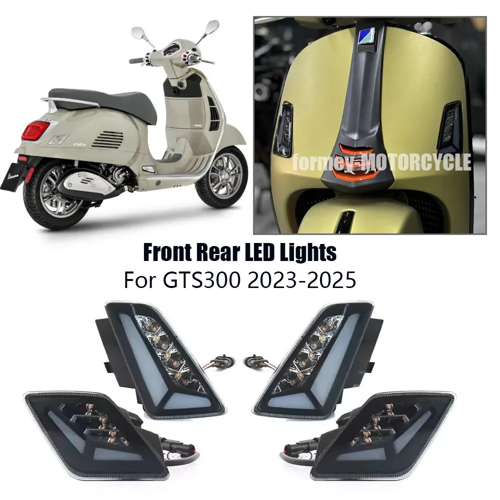 Image of Für Vespa GTS 300 GTS 300 Motorrad Zubehör 2023-2025 Neue Vorne Hinten Blinker Blinker Tagfahrlicht LED licht Set 2024