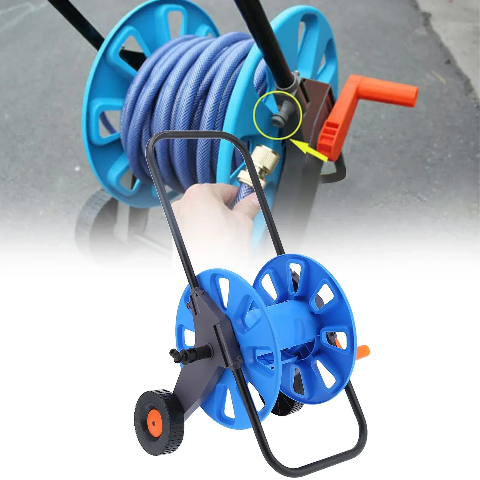 

Garden Hose Reel Cart Portable HandPush Water Pipe Storage Rack Organizer For G1/2 50m Tube