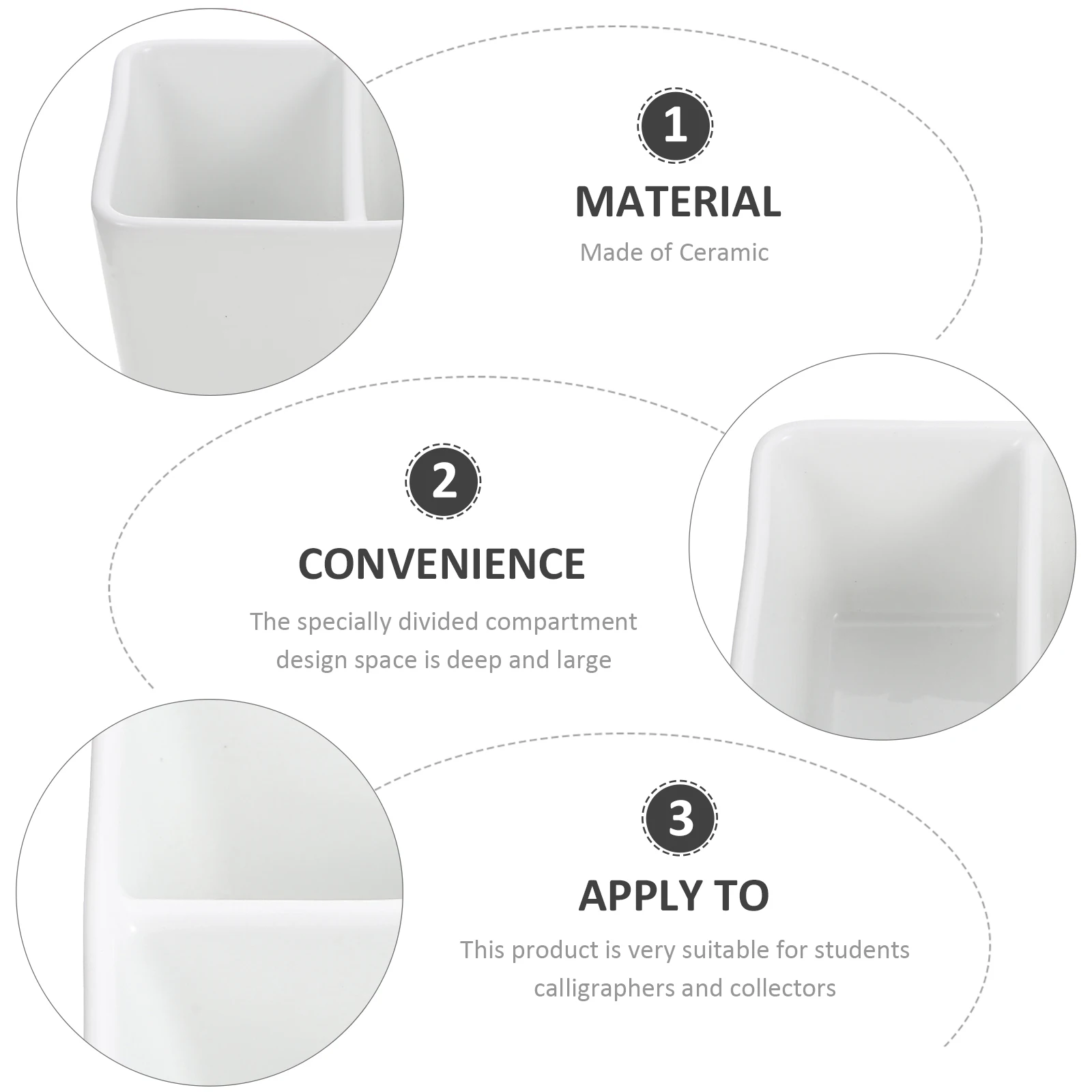 

Ceramic Ink Plate Easy Carry Use Calligraphy Lovers Decorative Multi-Functional Ink Dish Ceramic Water Dish Office Inkwell