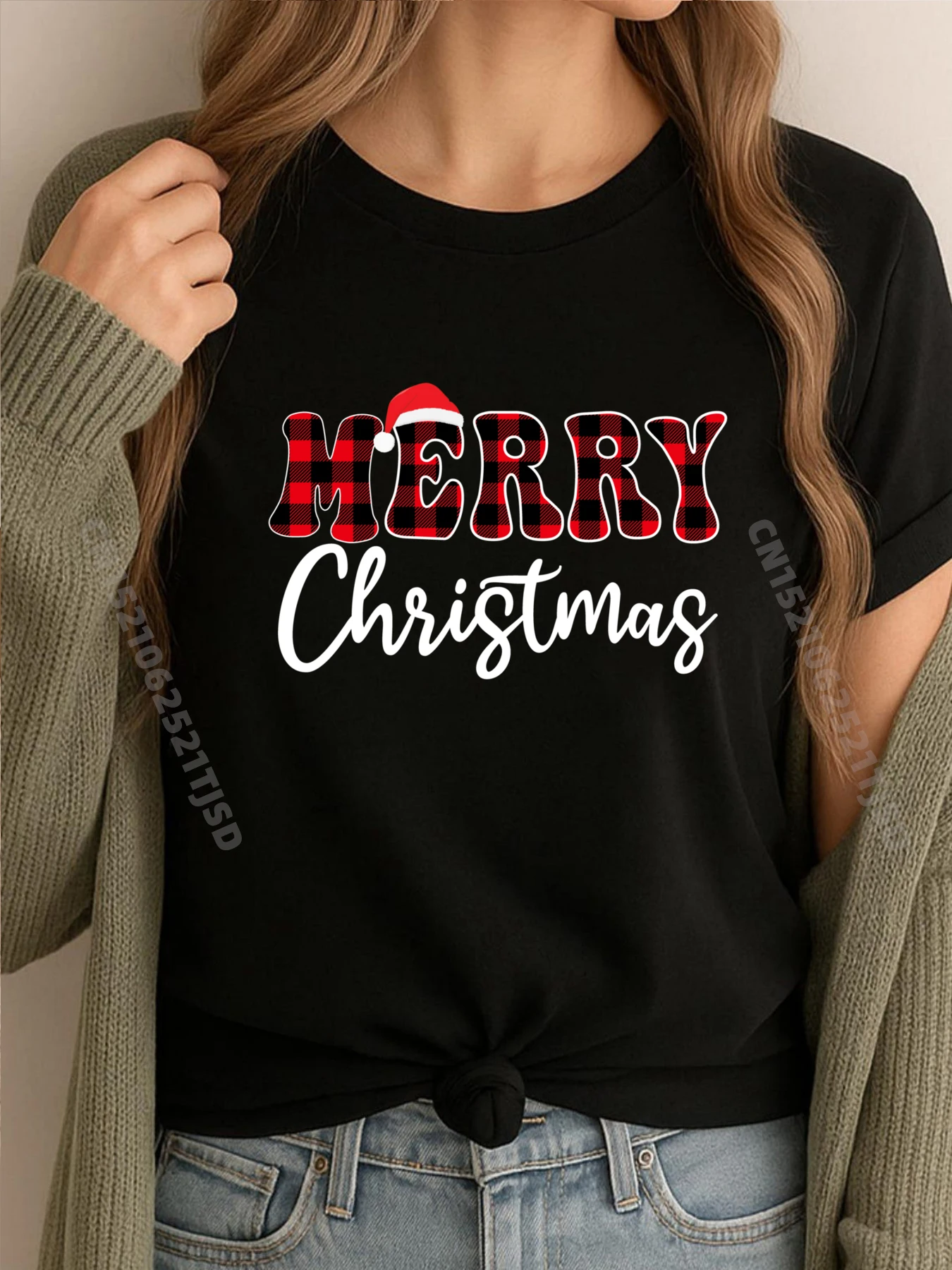 

С Рождеством в черно-красную клетку, семейные мужские футболки, забавная рубашка