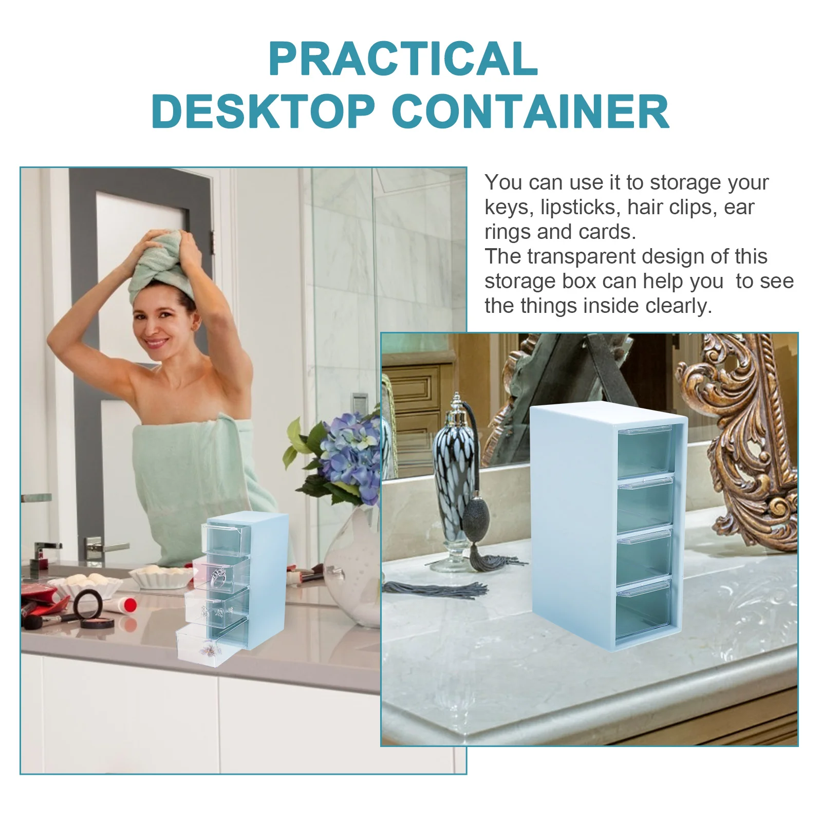 

Multi layer Storage Box Plastic Home School ganizer Transparent Design Cosmetics Case Jewelry Box Drawer Type smell