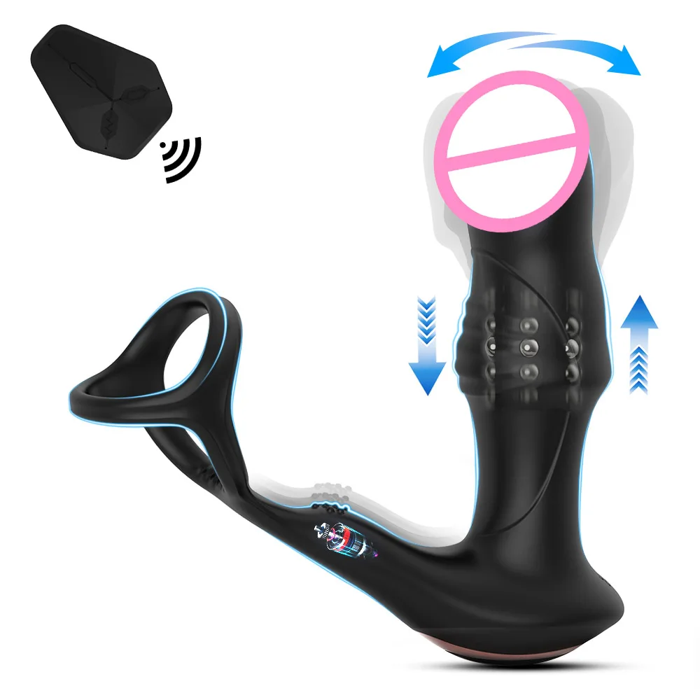 2026 New Upgrade Sex Toys For Men Prostate Massager Anal Vibrator Wiggling Thrusting With Cock Ring Butt Plug Remote Control