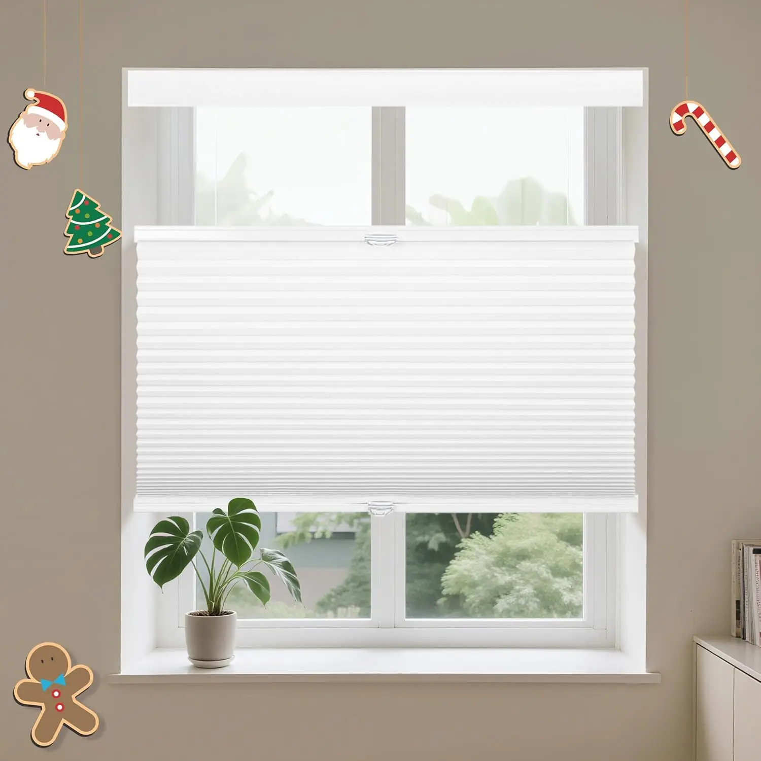 

Беспроводные затемняющие сотовые шторы, шумоподавление и изоляция для офиса в спальне, белые 34x64 дюйма