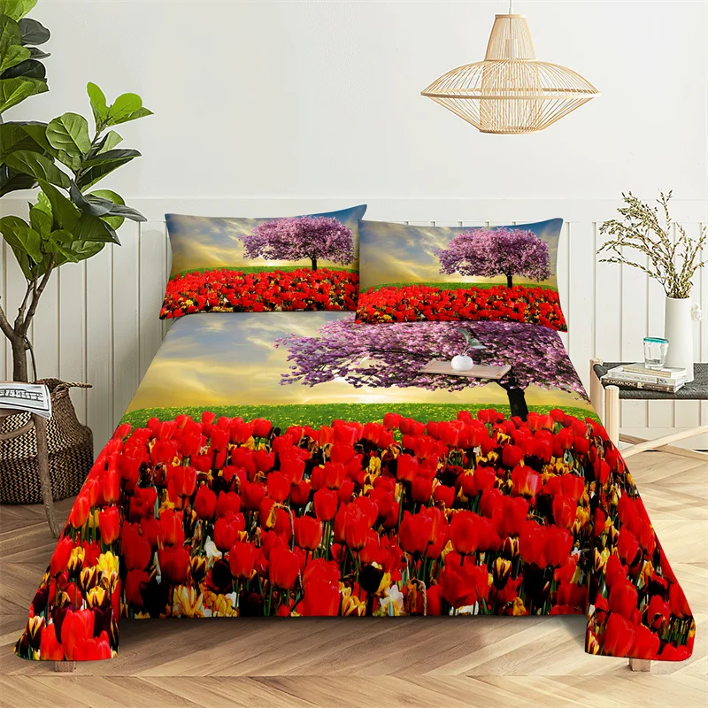 

Natural Scenery Queen Sheet Set Girl, Lovers Room Bedding Set Bed Sheets and Pillowcases Bedding Flat Sheet Bed Sheet Set