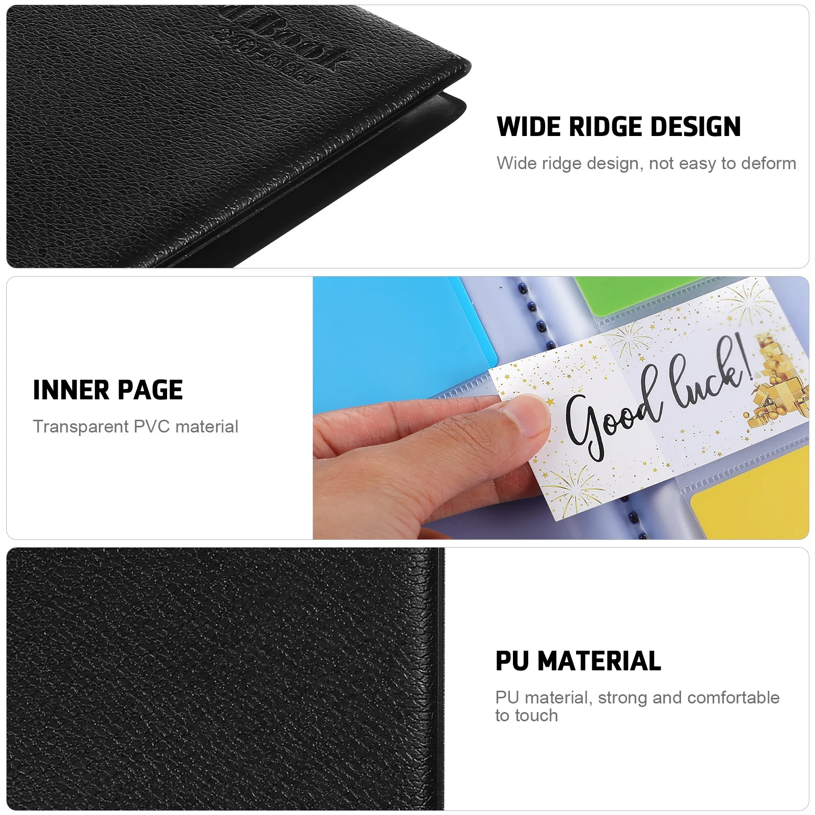 منظم بطاقات العمل الاحترافي 240 فتحة حامل حافظة محمولة لبطاقة الاسم وكتاب تخزين ألبوم بطاقات الصور السميكة ملف أسود #4
