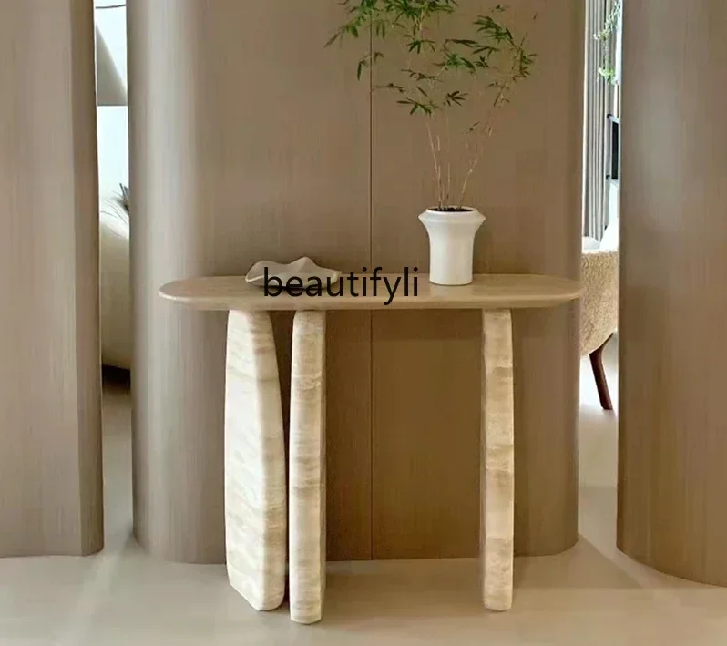 182QMiji Natural Cave Stone Hallway Chinese Ancient Style Marble Console Tables Console Stone Hallway a Long Narrow Table