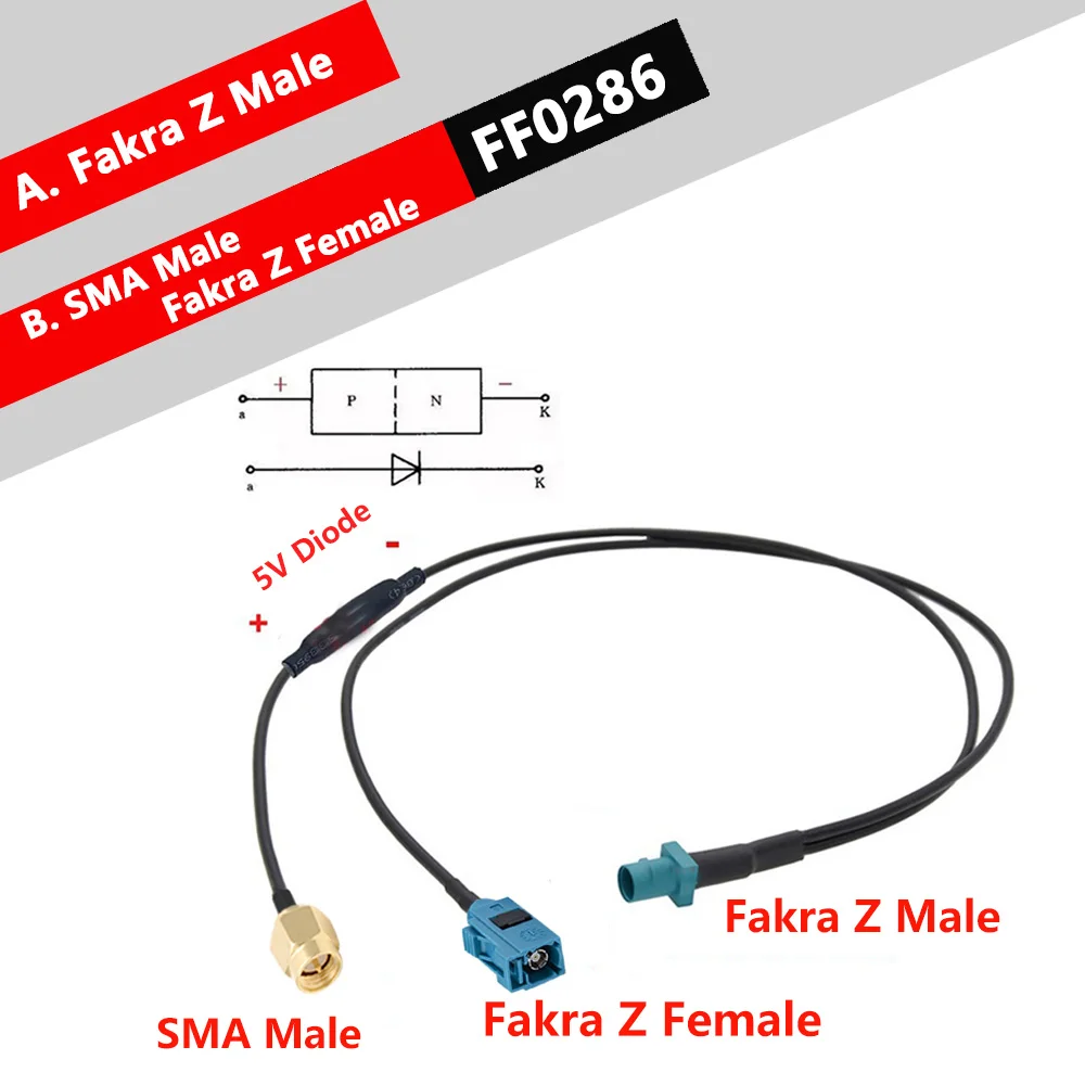 1PC Fakra Z to SMA Male Y Type Splitter RF Coaxial RG174 Cable Pigtail Car Navigation GPS Antenna Extension for Android Device