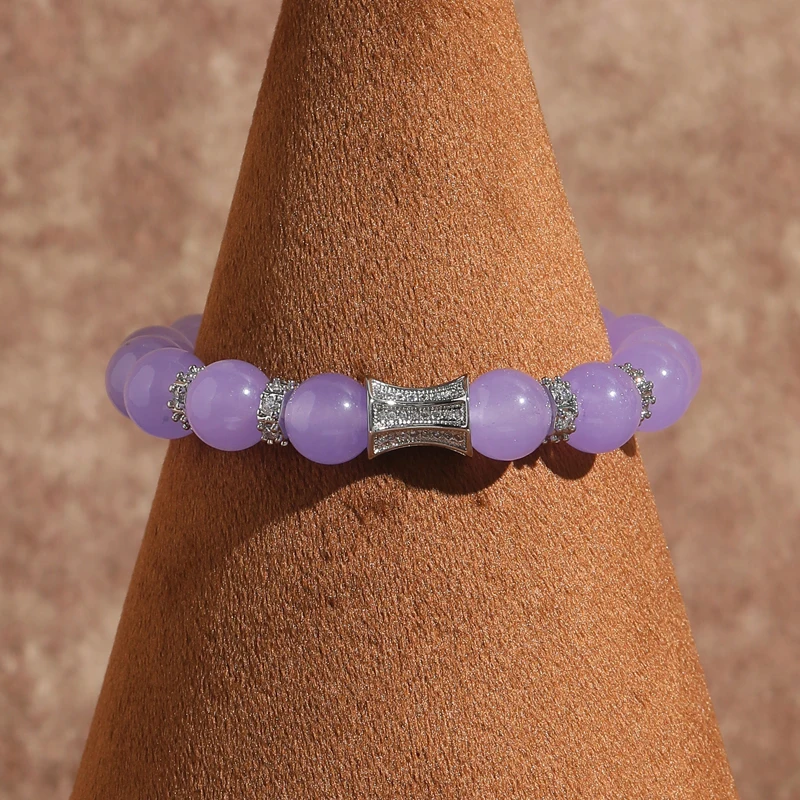 خمر الجمشت البنفسجي مطرز أساور للنساء الفاخرة الحجر الطبيعي مجوهرات صيفية امرأة اكسسوارات مرونة هدية 2025 #3