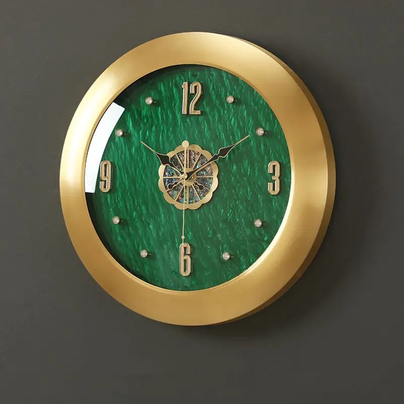 Brass wall clock household living room simple table hanging wall creative decoration quiet quartz clock wall clock