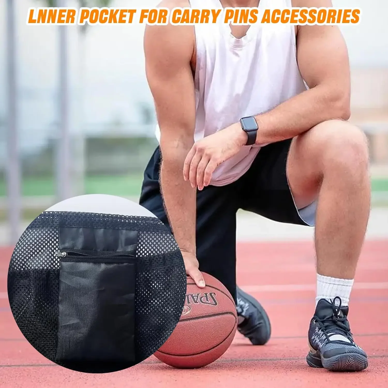 Single Ball Bag Mesh Bag For Transporting Single Volleyball Basketball Football Volleyball Bag Mesh Handbag Ball Bag Clip On