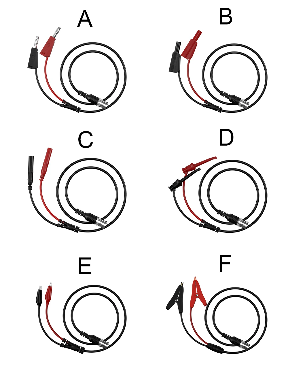 QSS 100CM Insulated BNC Male to Dual Test Hook Clip Low Loss Coaxial Cable Test Lead Connector for Oscilloscope Q.70048