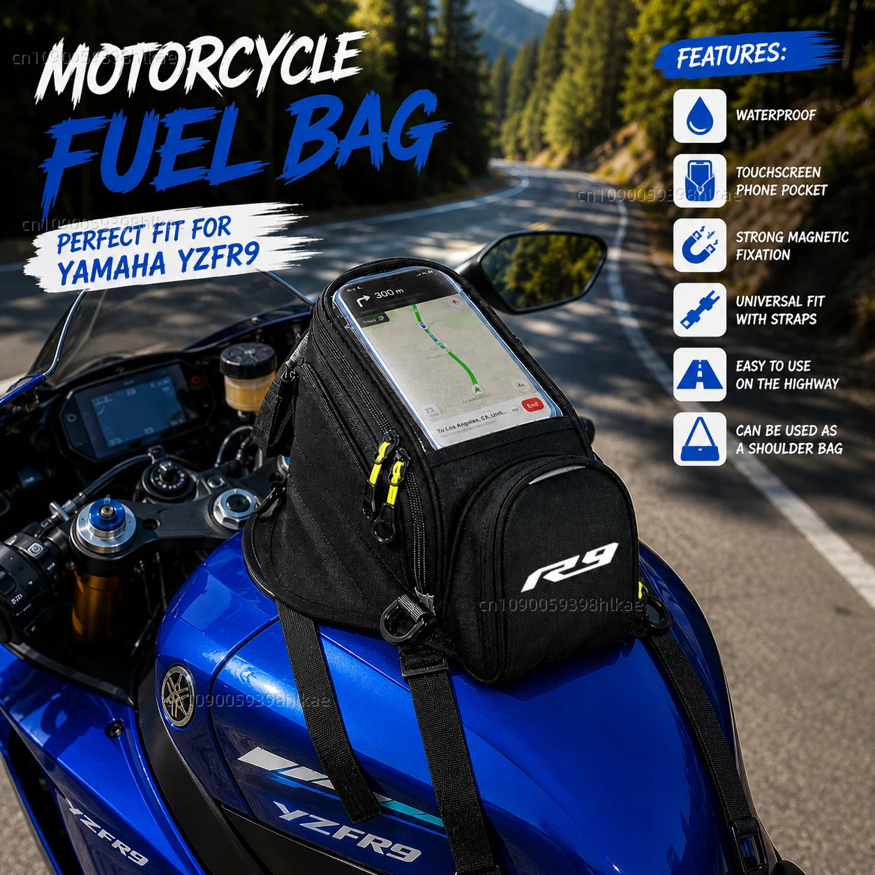 NEW Universal Magnetic Fuel Tank Bag Motorcycle Phone Navigation Pack For YAMAHA YZFR9 YZF-R9 YZF R3 R6 R7 R9 2025