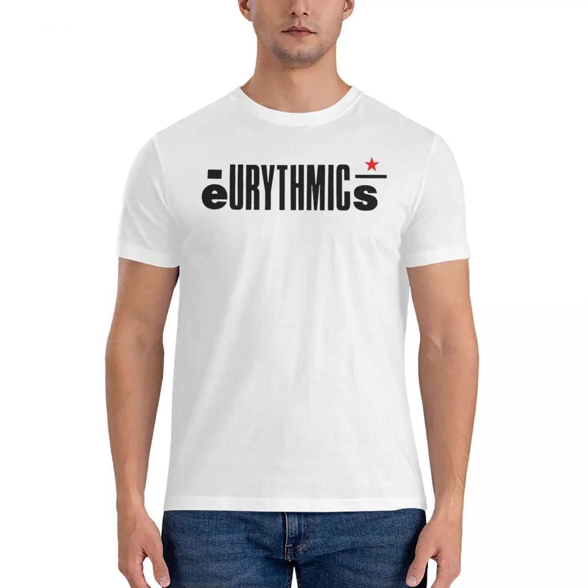 

Мужская футболка с надписью E-Eurythmics, новинка, футболка из чистого хлопка с круглым вырезом, женские топы в подарок