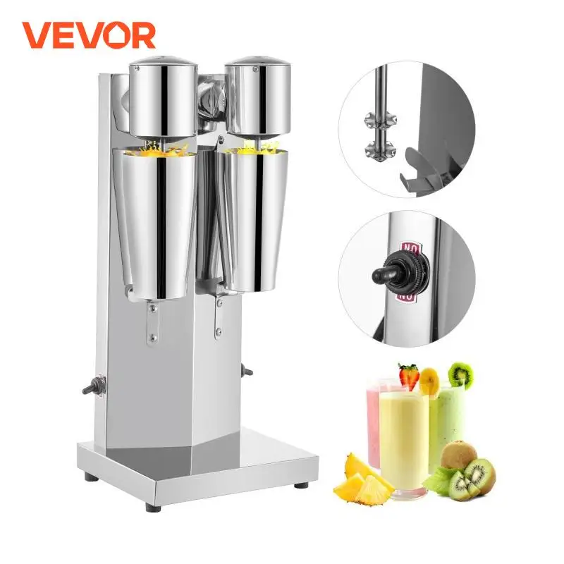 VEVOR Milk Shake Machine 800ML Commercial Auto Double Cups Milkshaker Stainless Steel Shaking Maker Bubble Boba Tea Drink Mixer