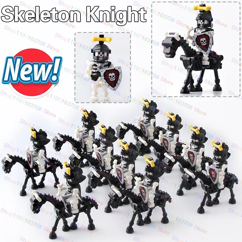 Moc – blocs de construction de château de chevalier, squelette médiéval, bouclier de personnage de guerrier, Collection de figurines d'action, jouets d'halloween, cadeaux