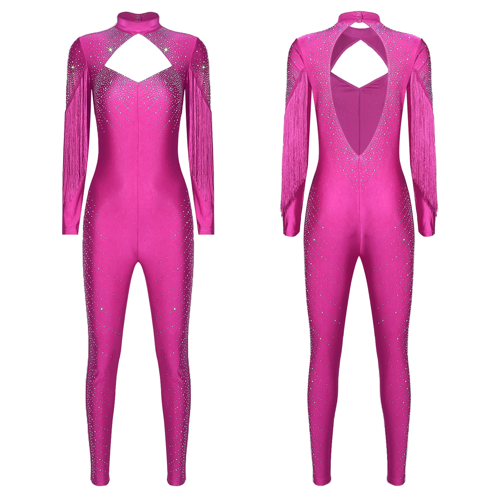 여성용 신축성 있는 피겨 스케이팅 발레 댄스 점프수트 리리컬 스팽글 체조 아크로바틱 발레 무대 공연 바디수트
