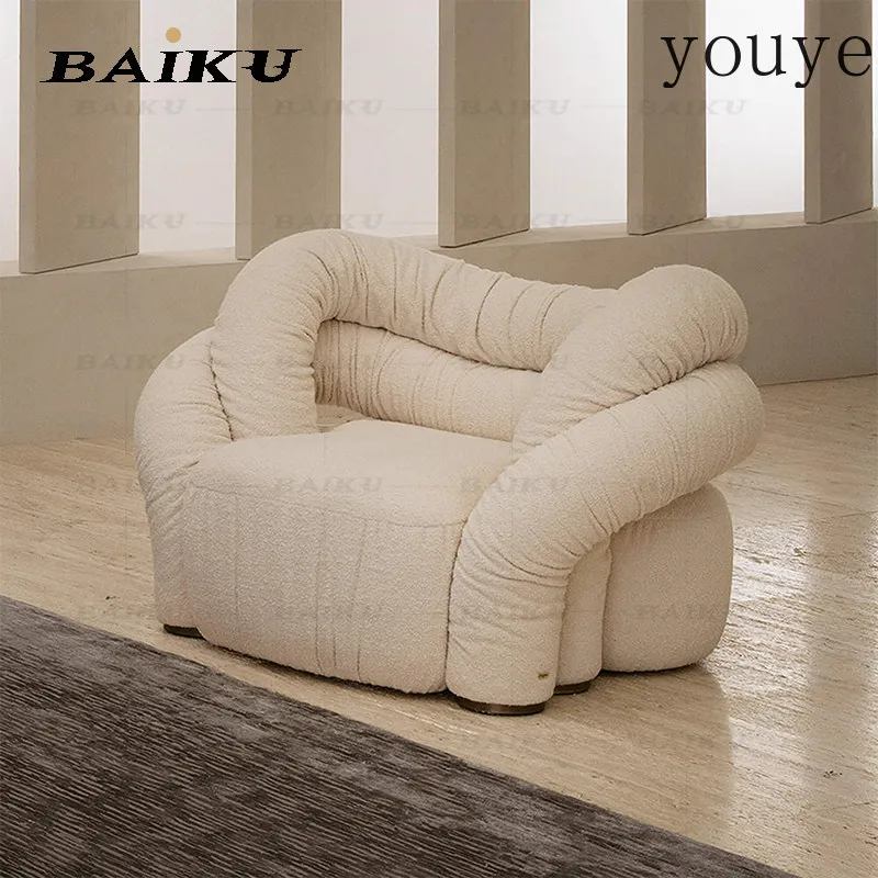 

Modern simple special-shaped leisure chair designer pleated flannel single sofa chair living room artistic leisure chair