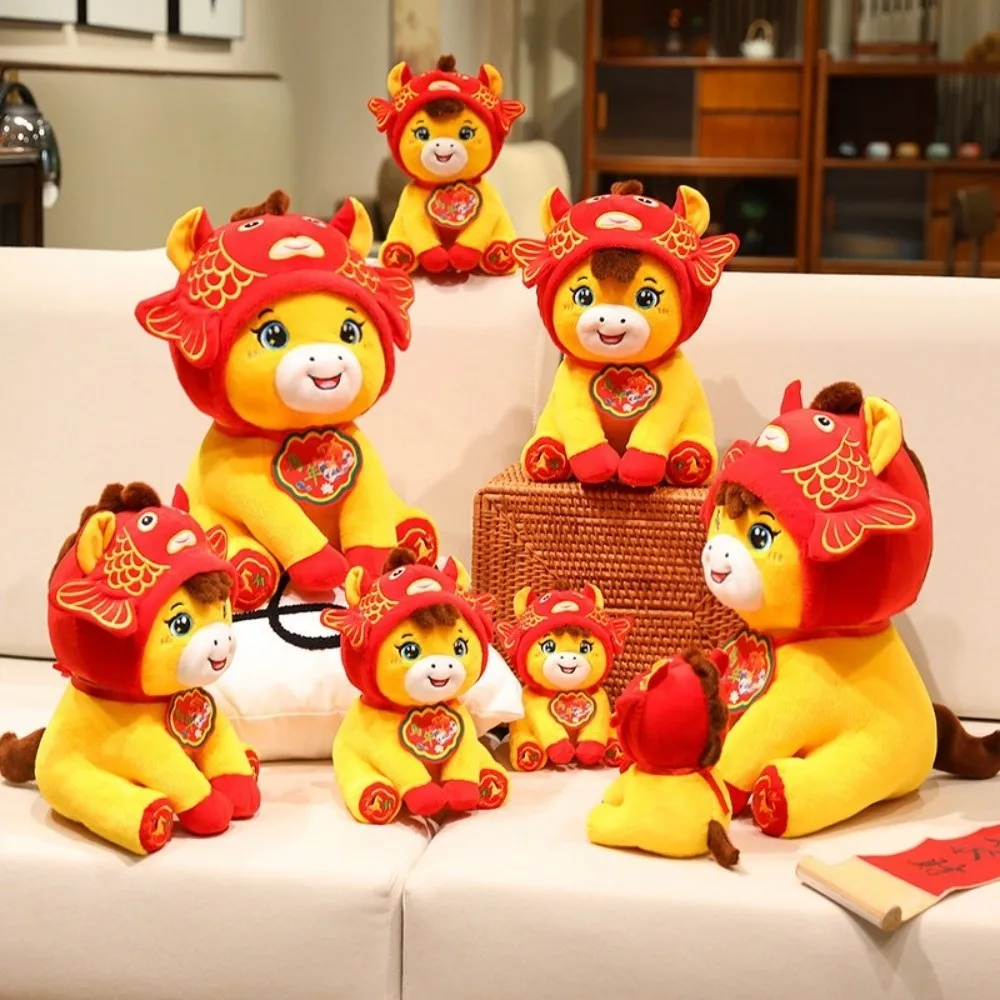 Divertente cartone animato cavallo fortunato peluche morbido 2026 anno di cavallo pony giocattoli di peluche auspicio tradizionale cavallo figuri bambola regalo per bambini