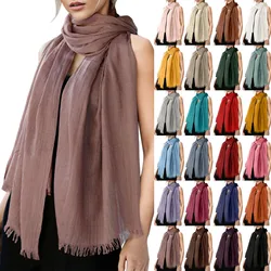 Cotton and Linen Scarf  European and American Solid Color Long Scarfves Fashion Tassels Shawl Long Stole Unisex Pashmina Wraps