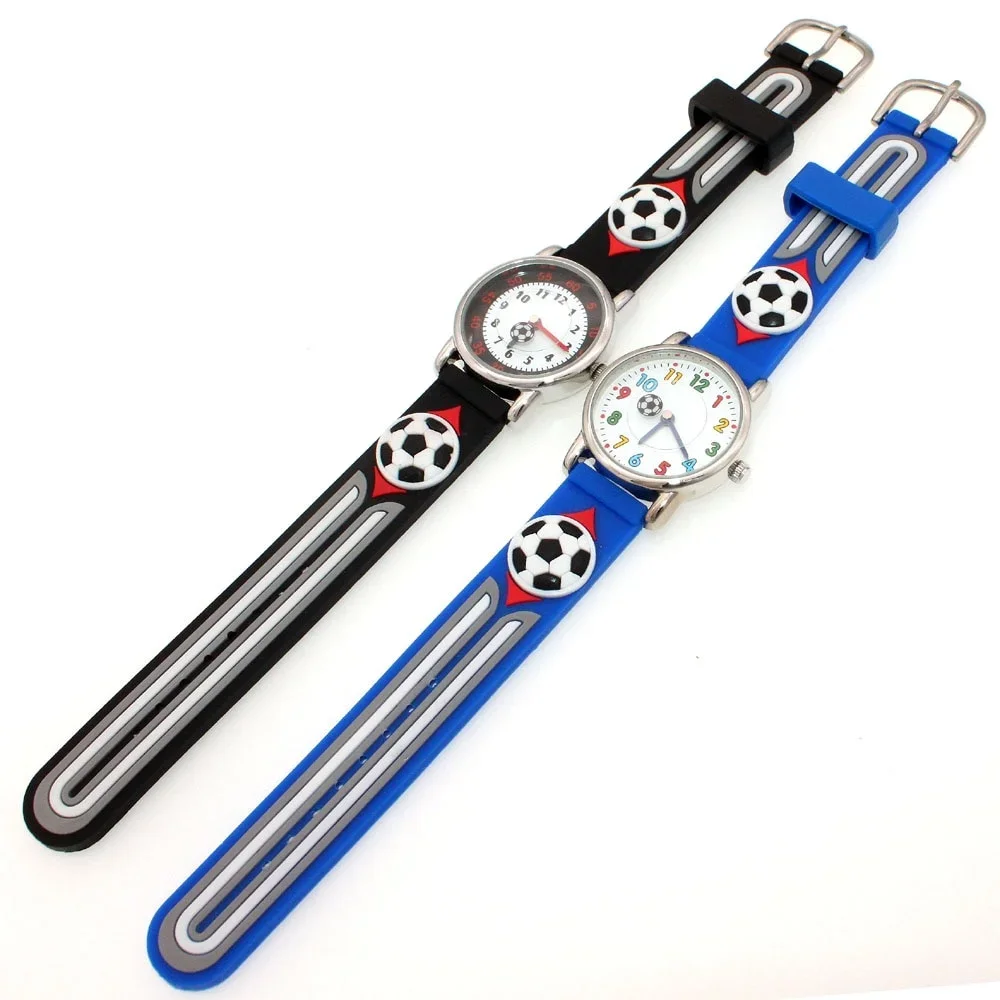 Fashion Kids Quartz Wristwatch 3D Rubber Strap Cartoon Sports Design Boys Students Watch